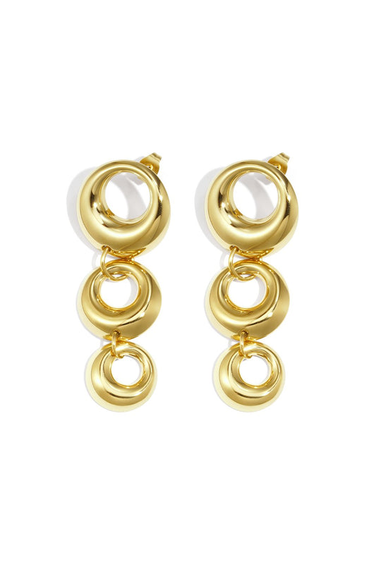 Goudkleurige Gouden Waterval Cirkel Oorbellen stainless steel oorbellen dames waterproof hypoallergeen