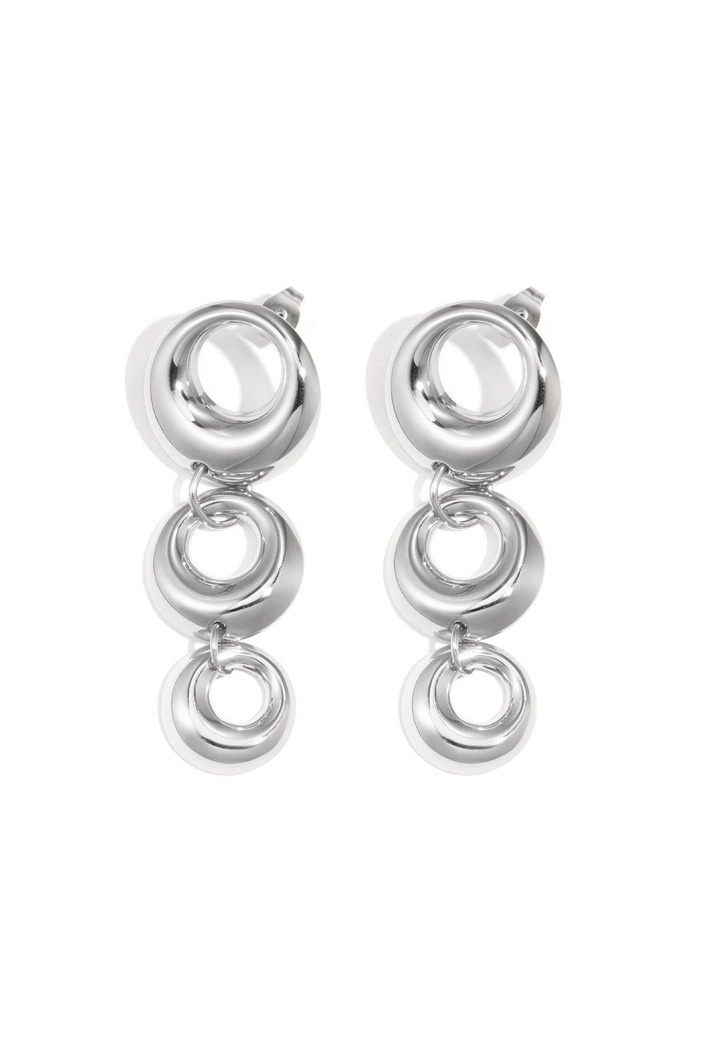 Silver Silver Waterfall Circle Earrings stainless steel earrings women's waterproof hypoallergeen