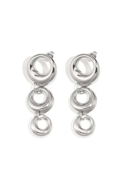 Silver Silver Waterfall Circle Earrings stainless steel earrings women's waterproof hypoallergeen