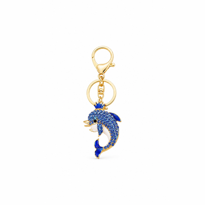 dolfijn sleutelhanger blauw, productfoto op witte achtergrond