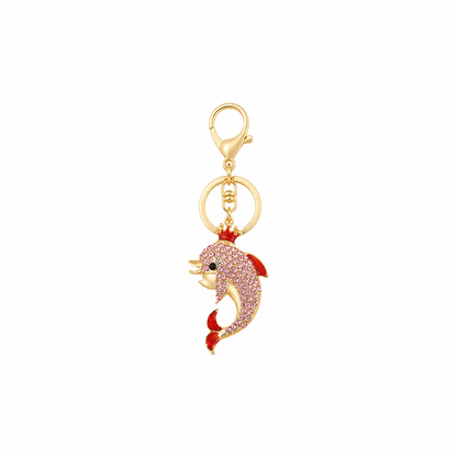 dolfijn sleutelhanger roos, productfoto op witte achtergrond