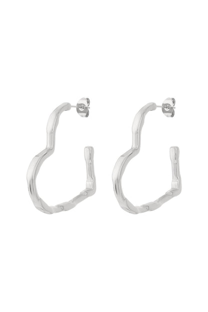 Zilverkleurige Grote hartvormige Oorbellen stainless steel oorbellen dames waterproof hypoallergeen