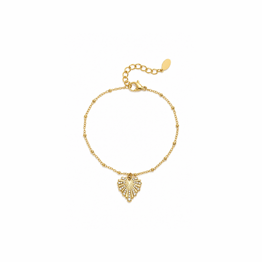 Gouden schelp armband van stainless steel, productfoto op witte achtergrond
