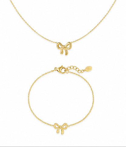 coquette Aesthetic Bow Set Necklace + Bracelet