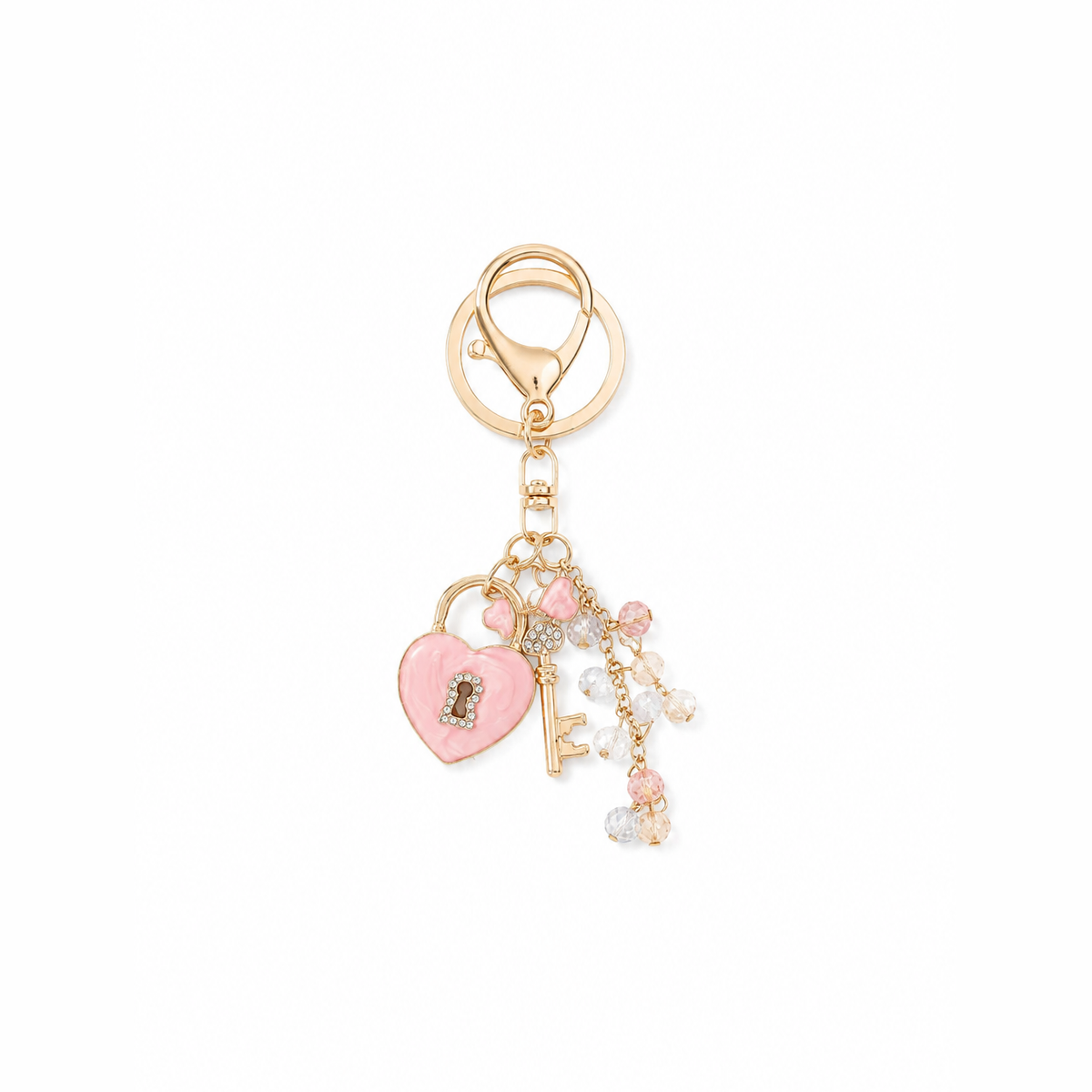 hartslot sleutel sleutelhanger, productfoto op witte achtergrond