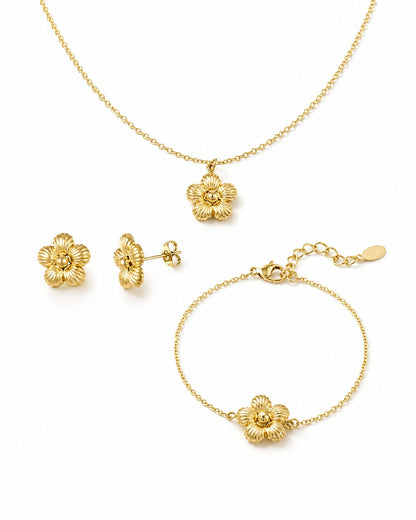 Bloom Botanical Blumen-Set Kette + Armband + Ohrringe