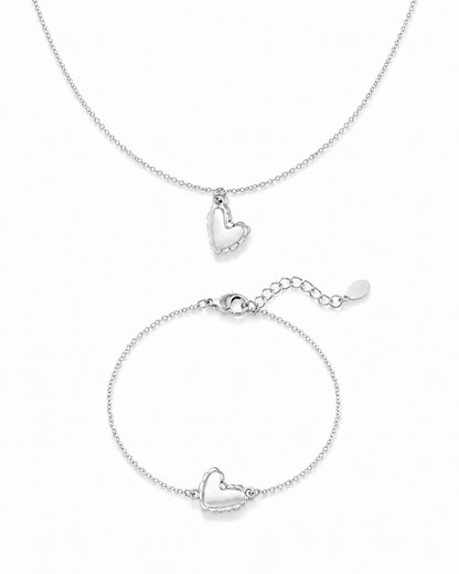 Amour Amore Heart Set Necklace + Bracelet